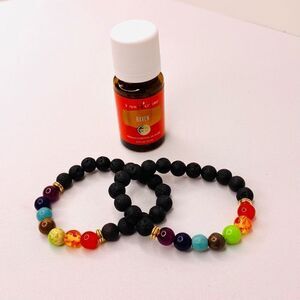 Young Living Raven 15 ml (2) Essential Oil Chakra Diffuser Lava Rock Bracelets